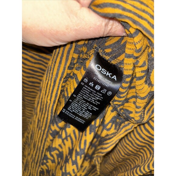 OSKA Tunic Dress Orange Black Striped Long Sleeve Pullover Stretch Lagenlook 2 M - Picture 7 of 10